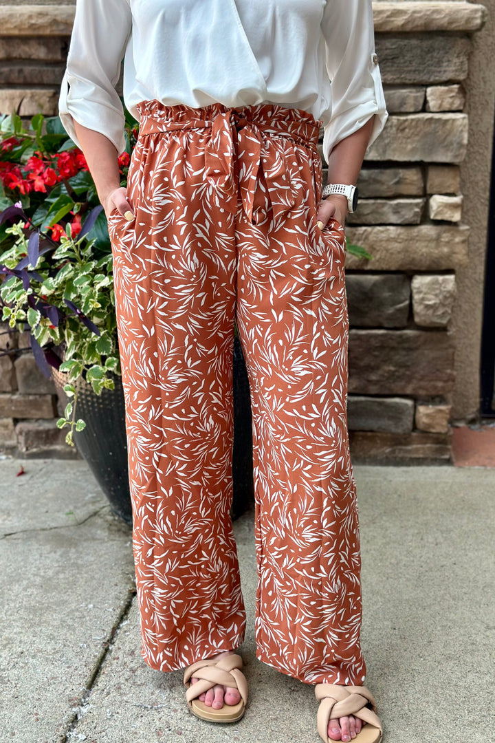 Lucia Geometric Print Pants - Rust | (Size 3X)