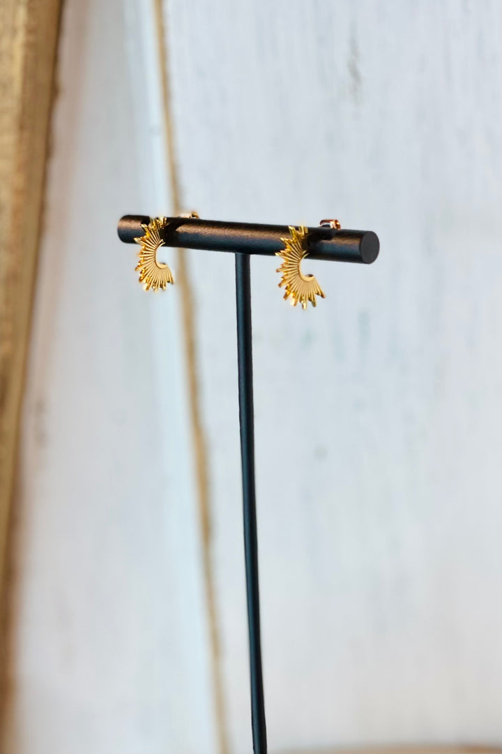 Sunburst Hoop Earrings - Gold