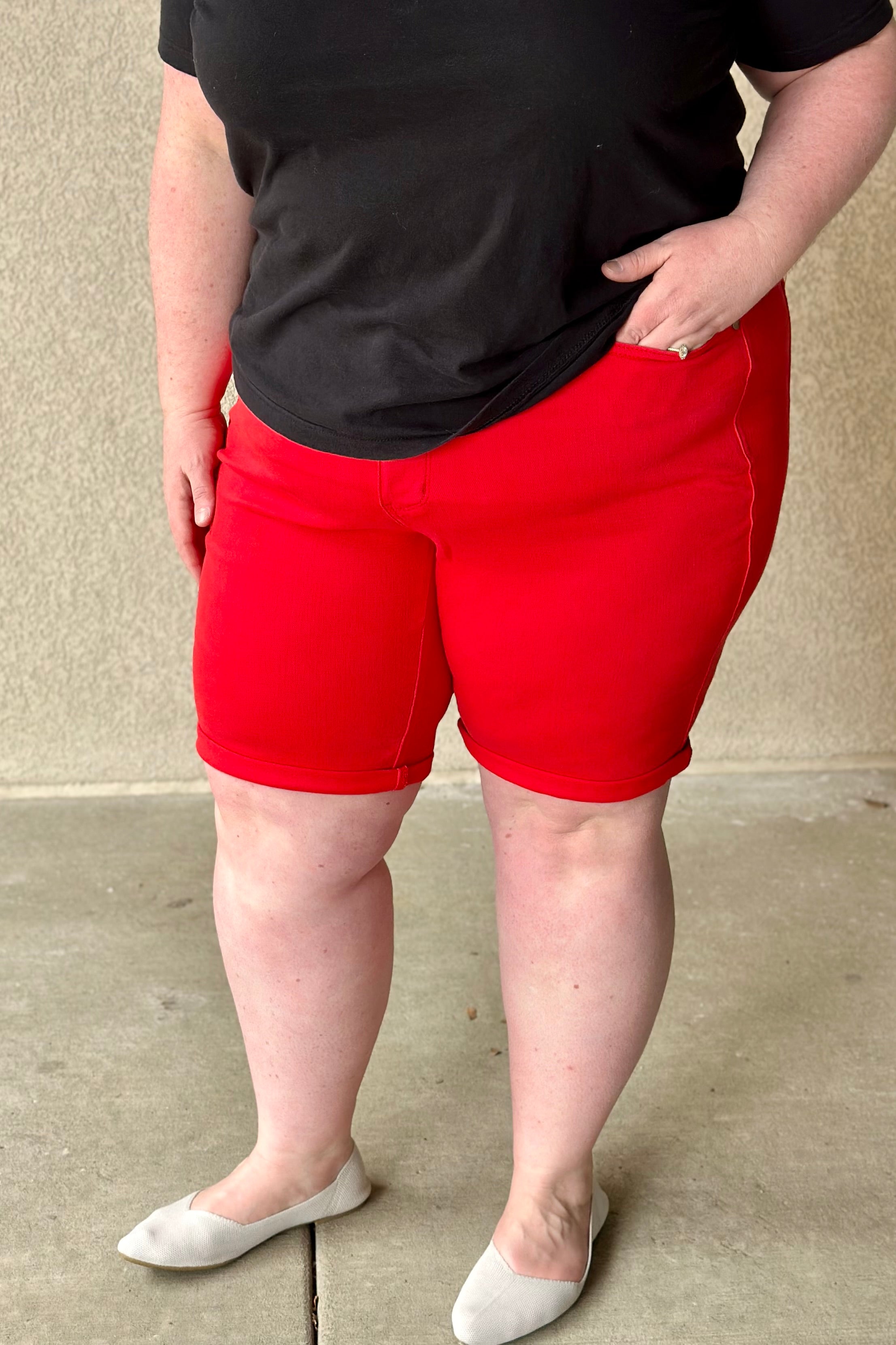 Plus size red bermuda sales shorts