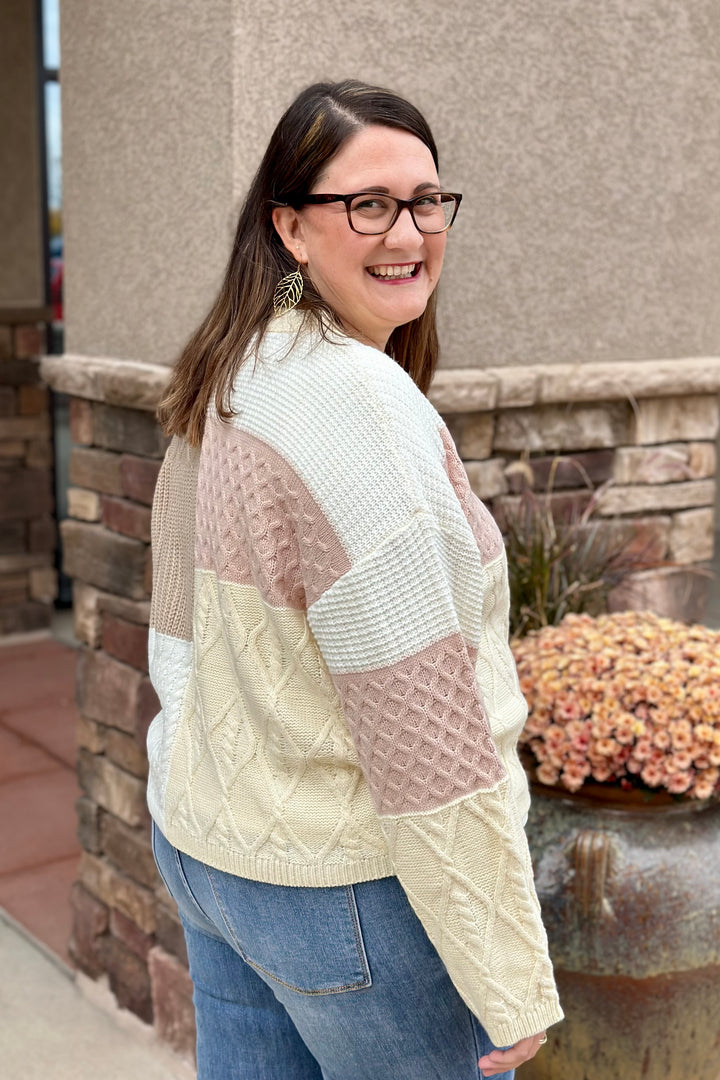 Kendra Neutral Patchwork Cardigan