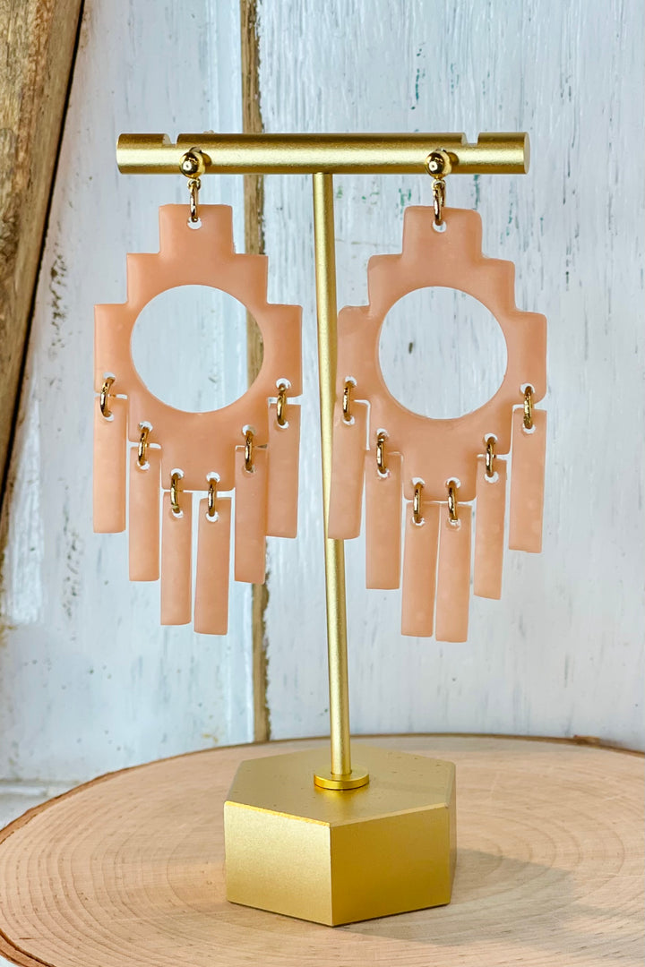 Blush Polymer Clay Aztec Earrings