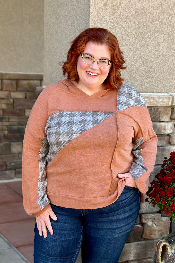 Athena Houndstooth Color Block Long Sleeve