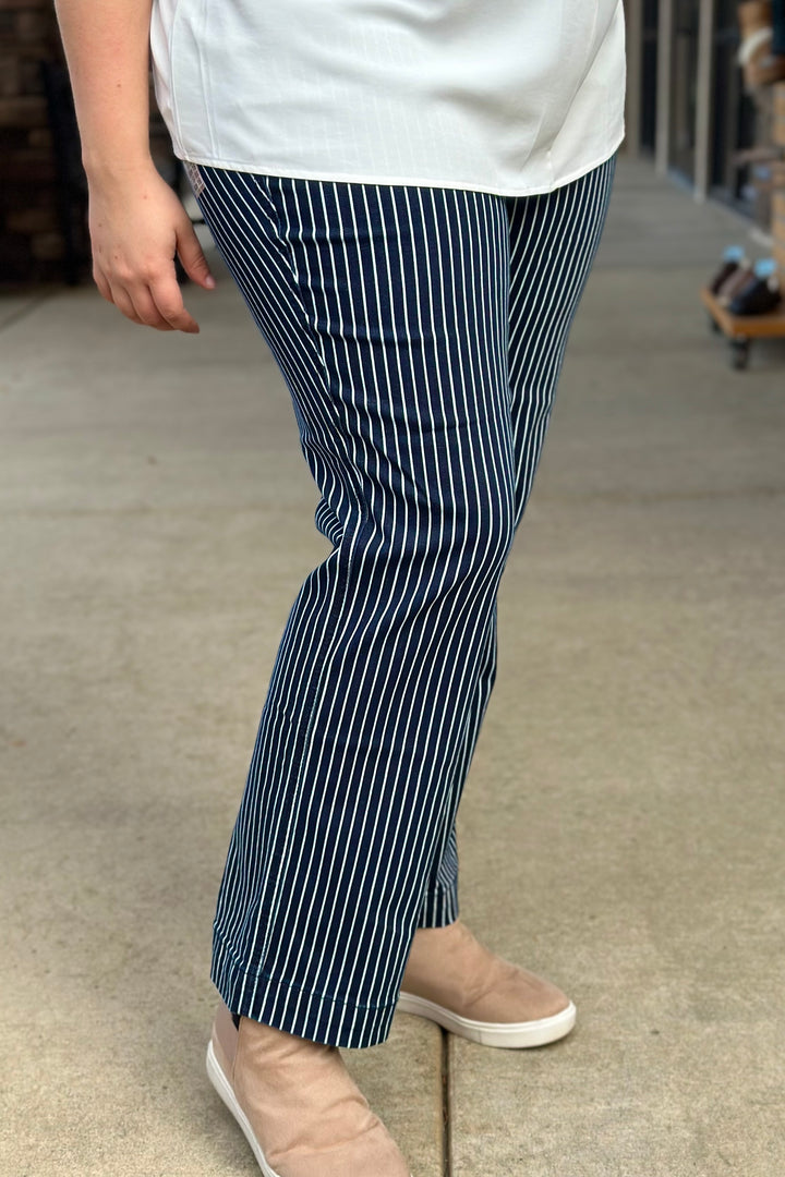 Vetti Striped Straight Leg Jeans