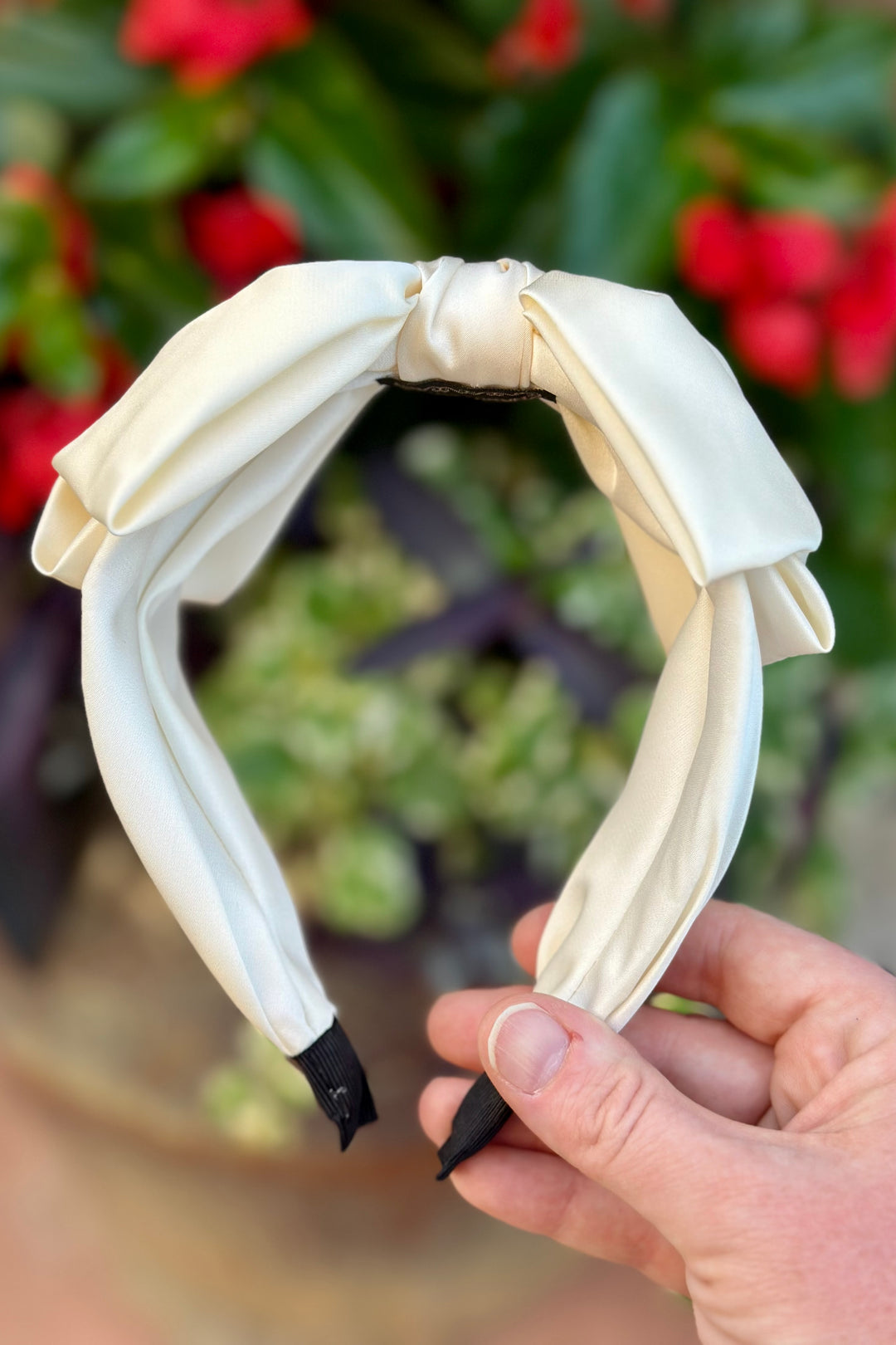 Knotted Ribbon Bow Headband - Cream