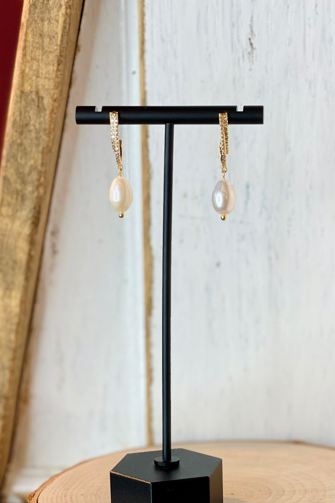 Pave Pearl Drop Earrings