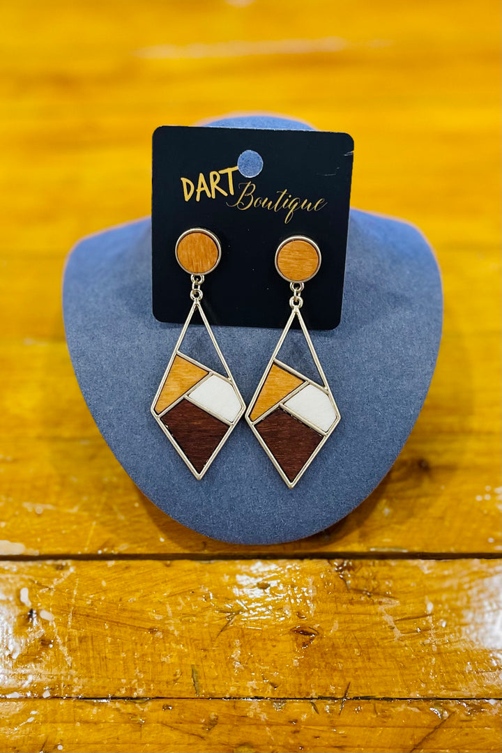 Geometric Earrings with Wood Accents