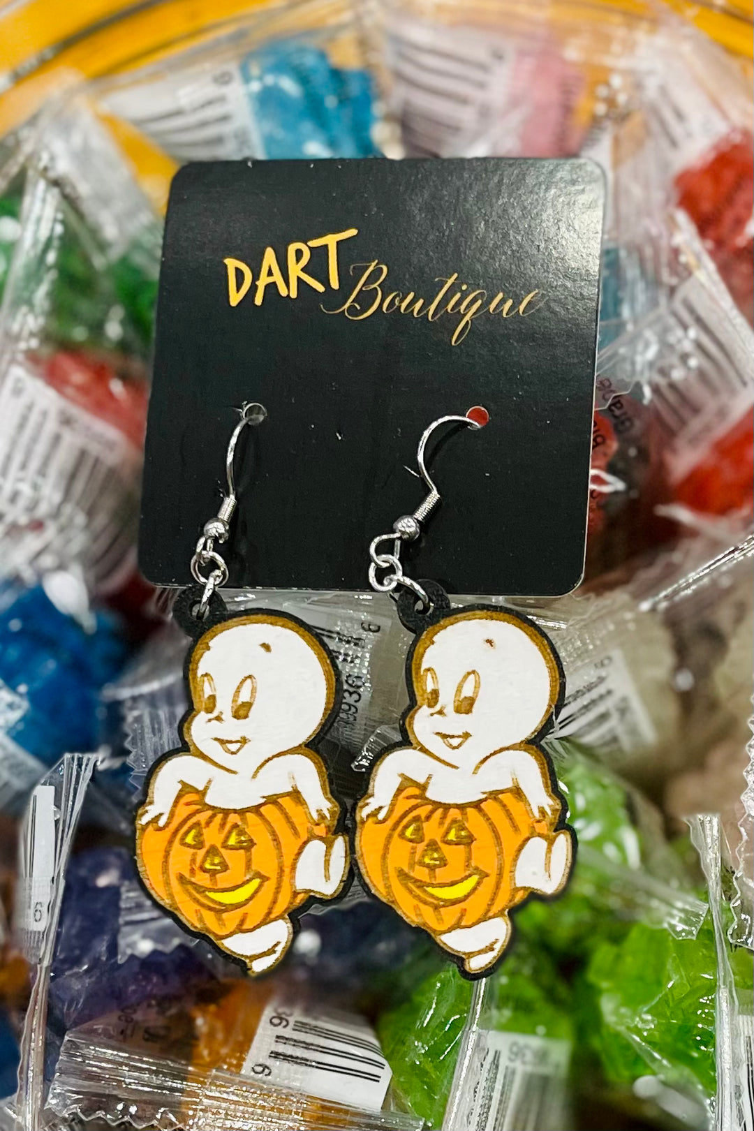 Casper Pumpkin Halloween Earrings