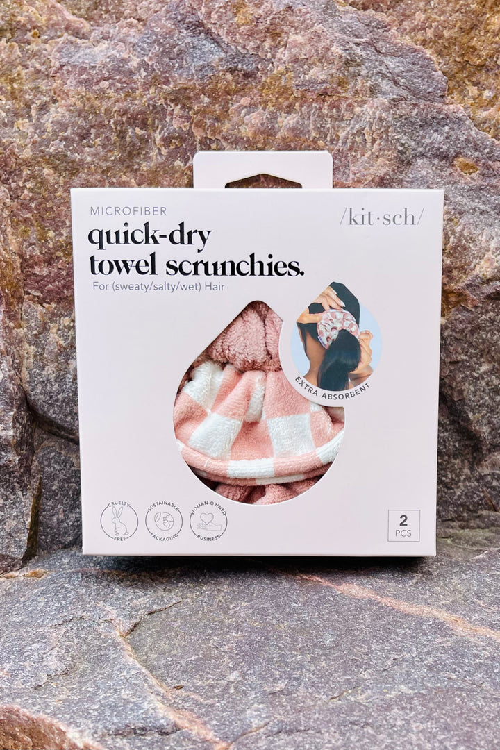Towel Scrunchie 2 Pack - Terracotta Checker