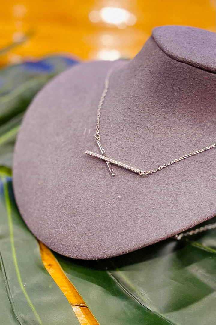 Delicate Pave Criss Cross Necklace
