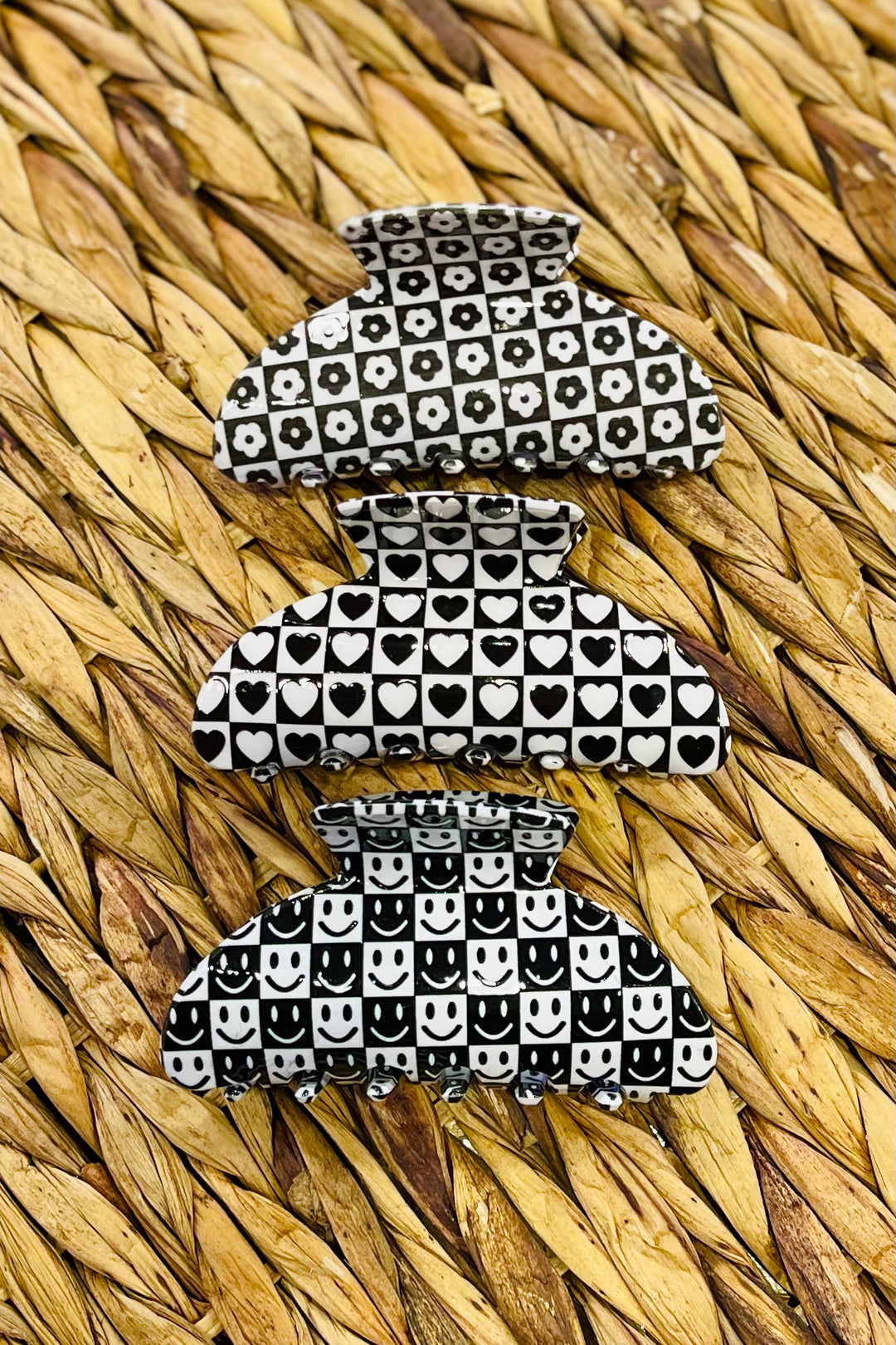 Checkered Hair Claw Clip
