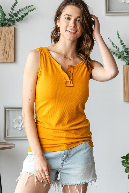 Hannah Henley Tank - Mustard