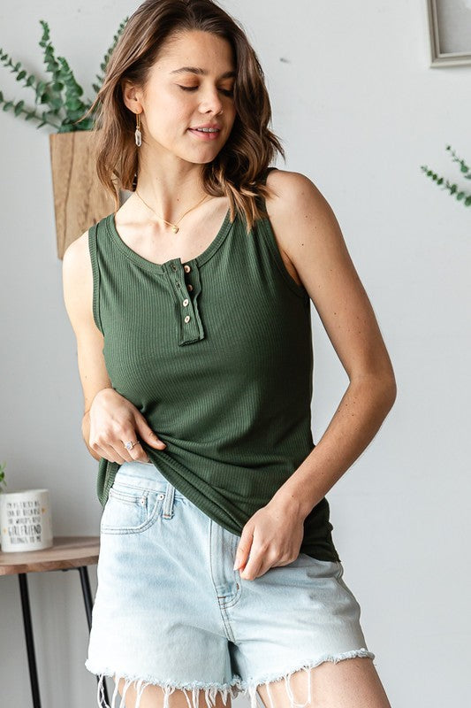 Hannah Henley Tank - Olive