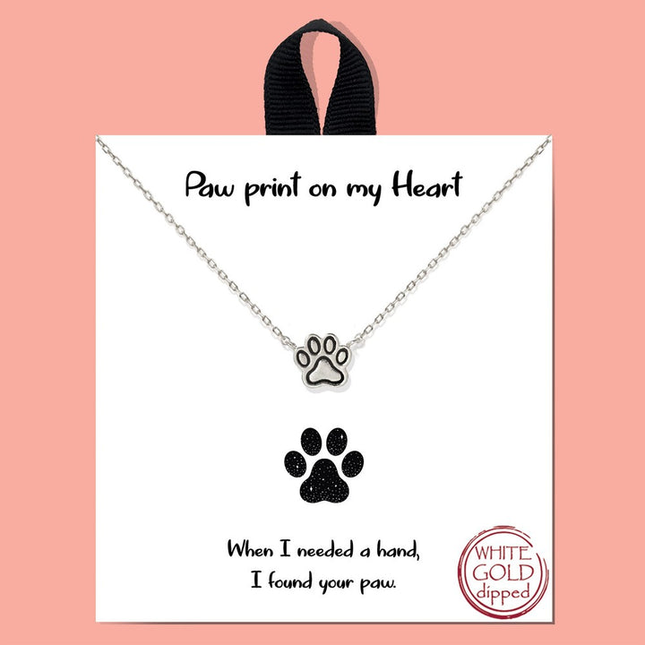 Paw Print Pendant Necklace - Silver