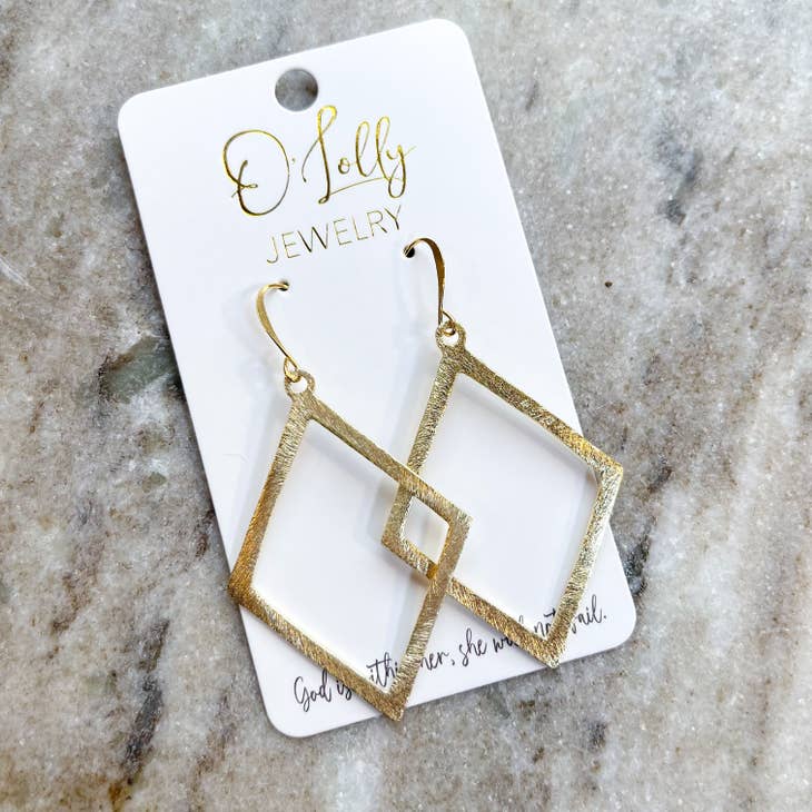 O'Lolly Gold Rhombus Textured Earrings