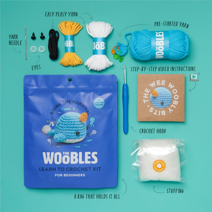 The Woobles Crochet Kit - Bjorn the Narwhal