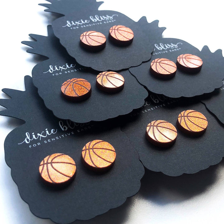 Dixie Bliss Earrings: Basketball Studs