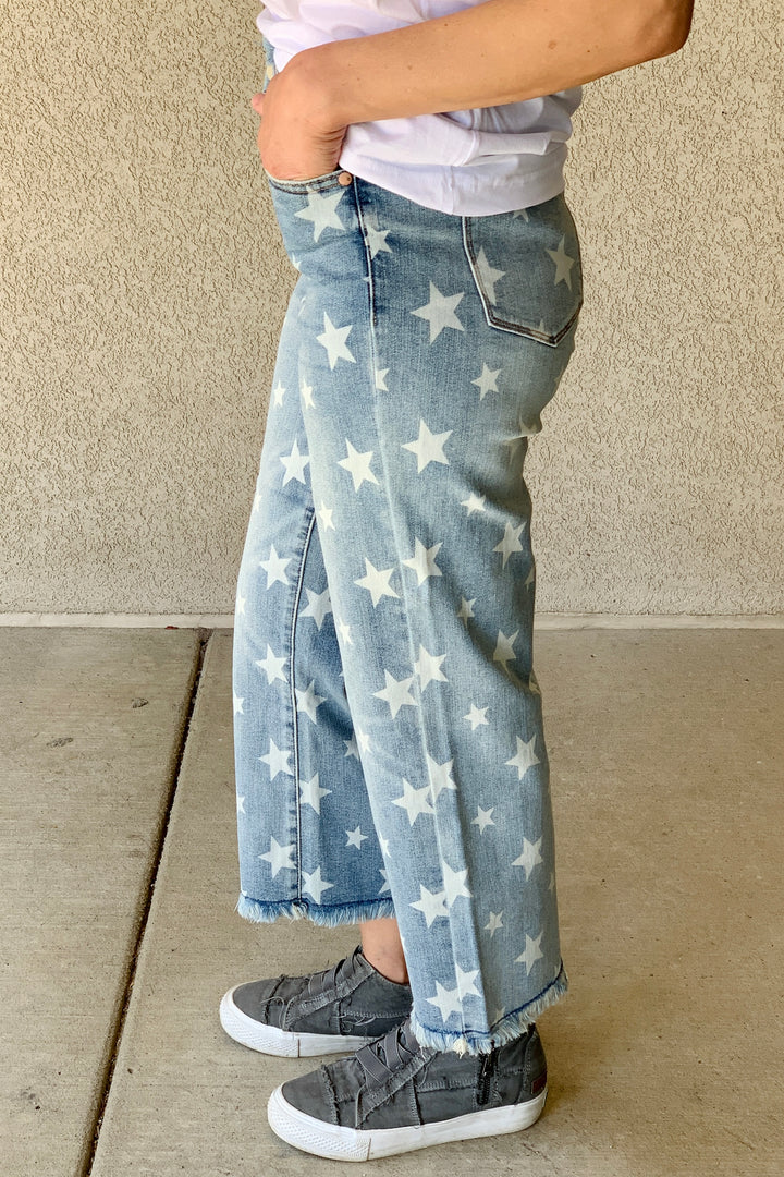 Star Cropped Straight Leg Jean by Judy Blue