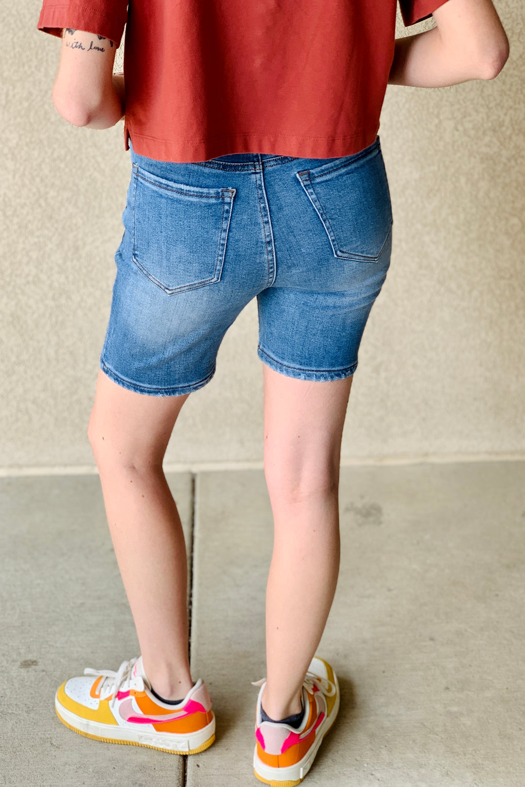 Bess Button Fly Mid-Thigh Shorts