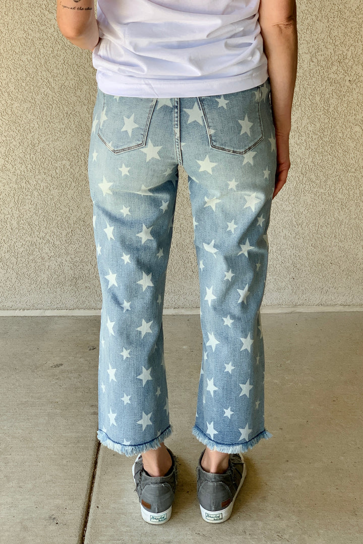 Star Cropped Straight Leg Jean by Judy Blue