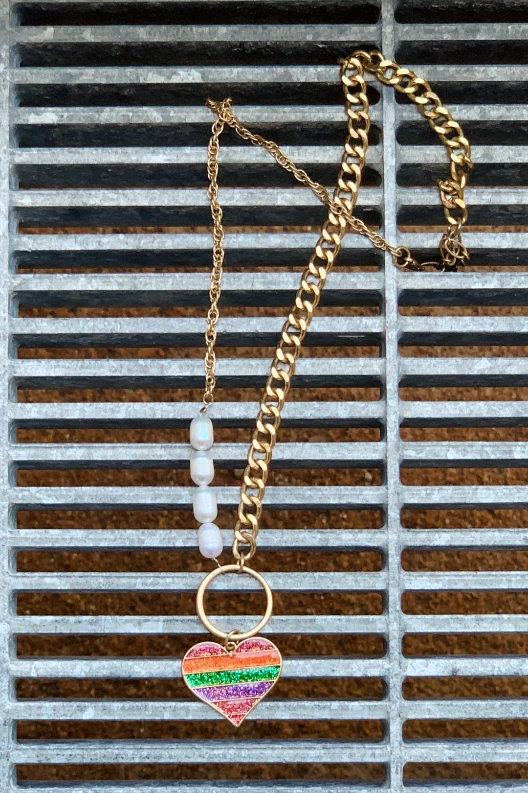 Mixed Chain Heart Necklace