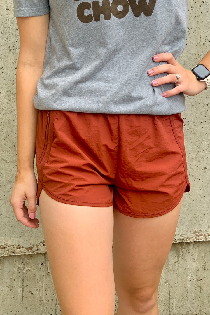 Waverly Windbreaker Shorts - Dark Rust
