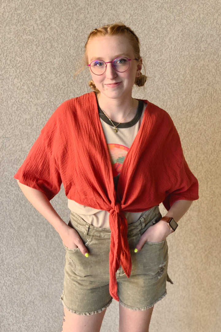 Taraina Tie-Front Cropped Kimono