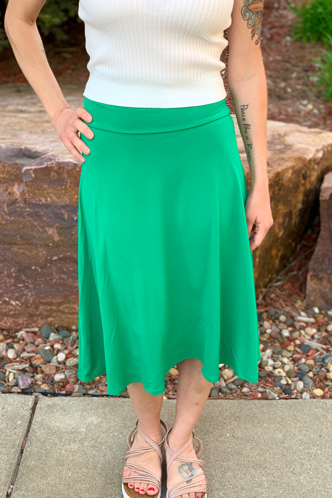 Carmen A-Line Flared Skirt - Kelly Green