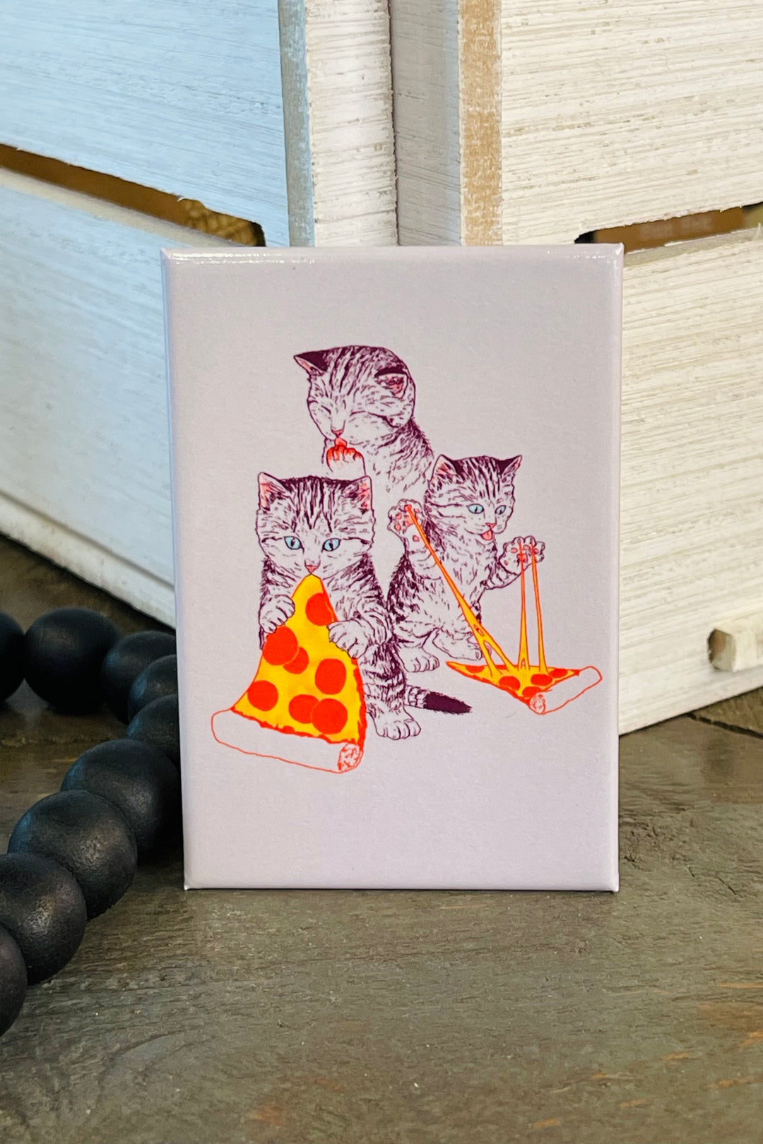 MAGNET: Kittens Eating Pizza
