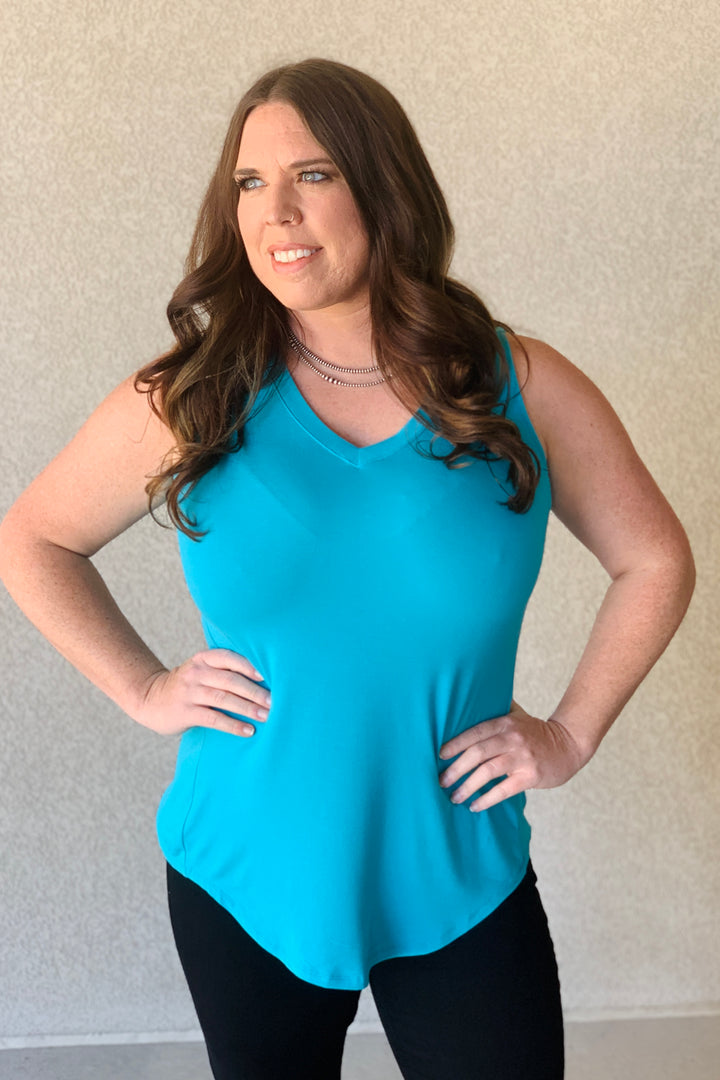 Davi Luxe Rayon Sleeveless Top - Ice Blue