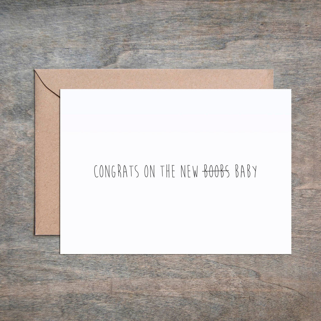 New Boobs Baby Shower Card
