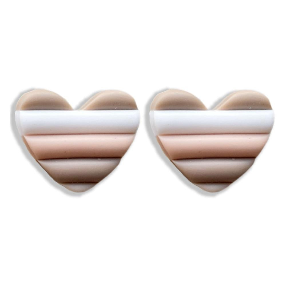 Heart Clay Stud Earrings - Natural