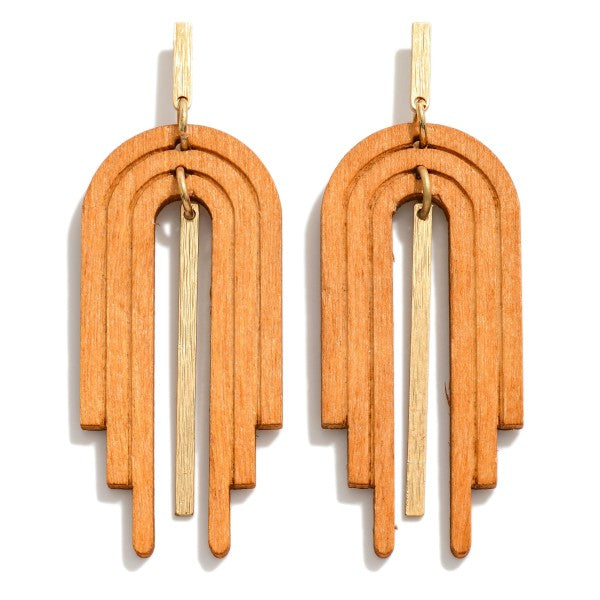 Wood Arch Drop Earrings