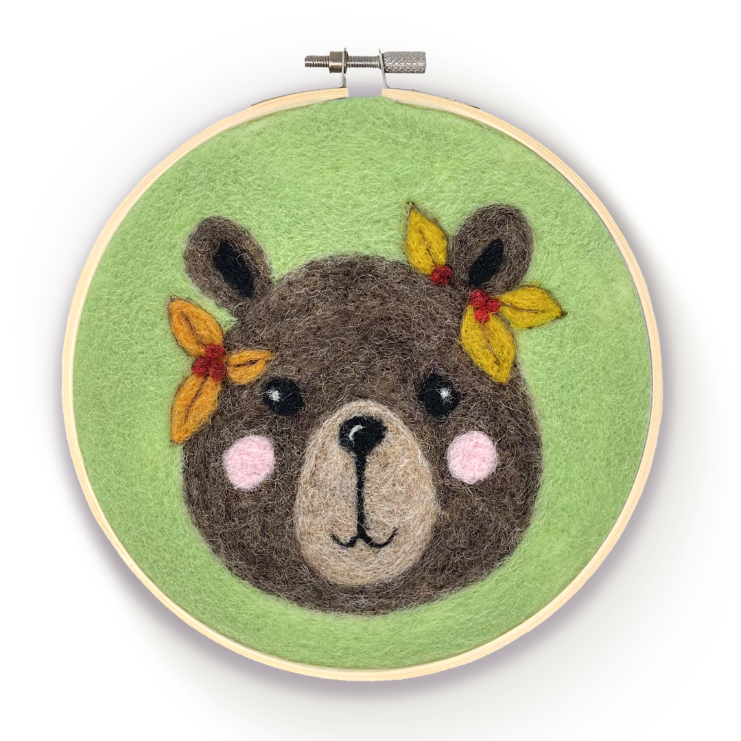 Floral Bear in a Hoop Needle Felting Craft Kit