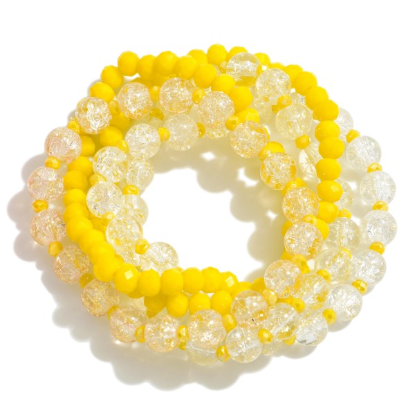 Yellow Beaded Bracelet Set