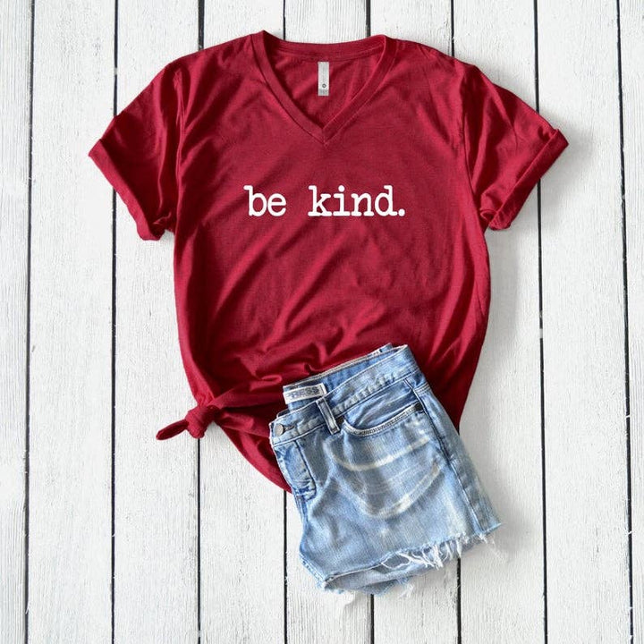 Be Kind V-Neck Graphic Tee | (Size M)