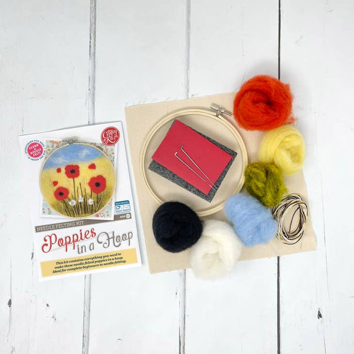 Poppies in a Hoop Needle Felting Craft Kit