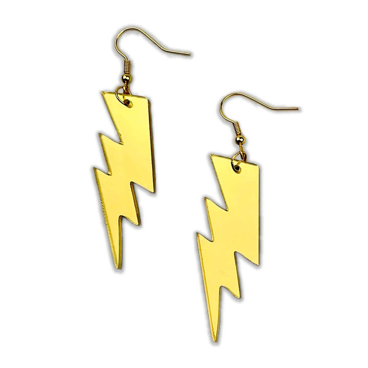 Gold Mirror Lightning Bolt Earrings