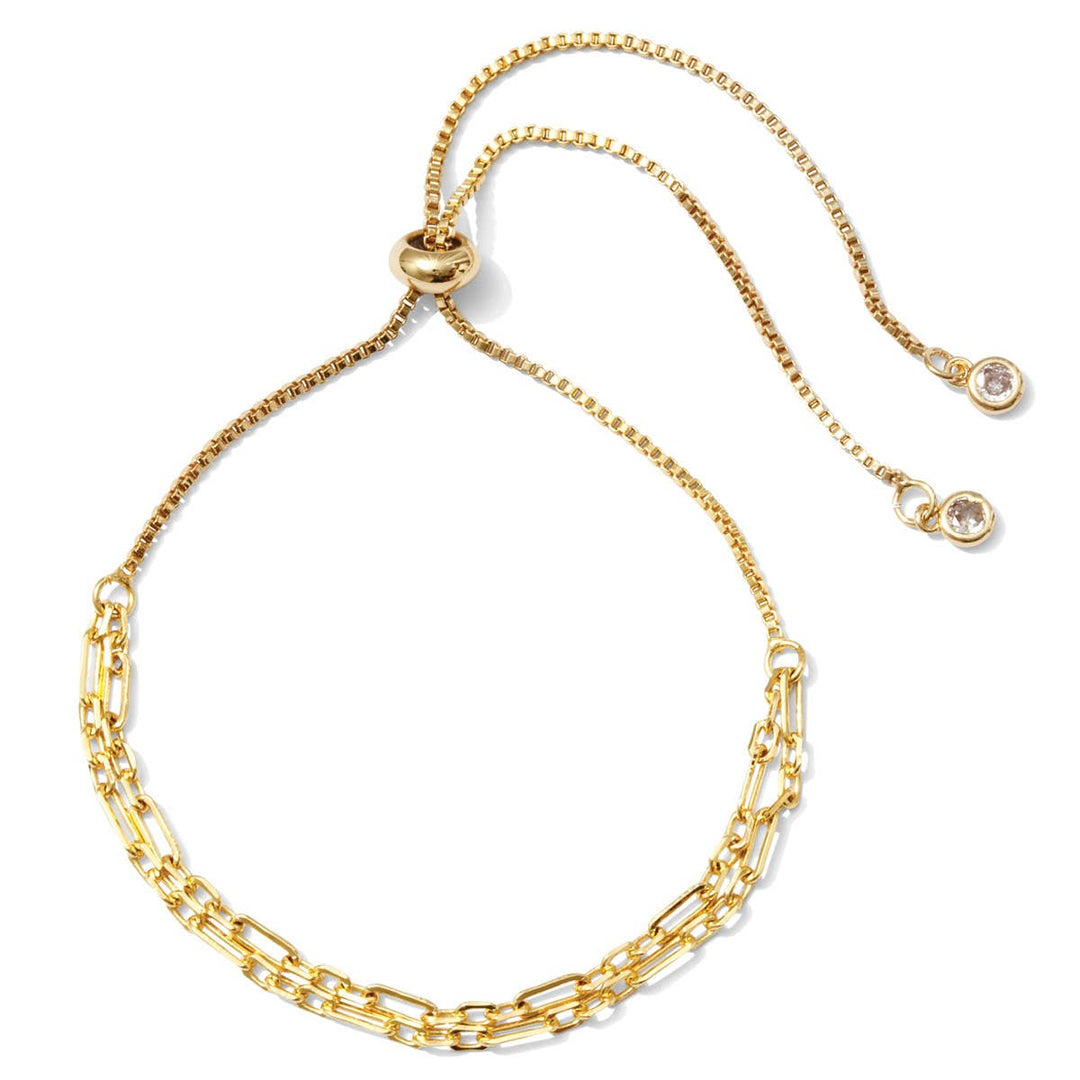 Double Link Chain Pulley Bracelet - Gold