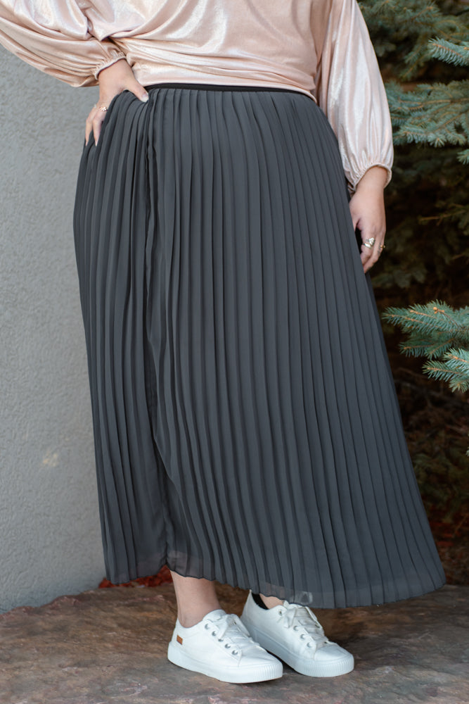 Gloria Pleated Maxi Skirt - Ash Grey