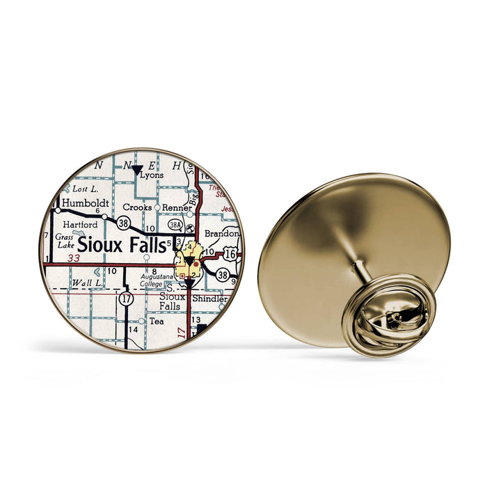Sioux Falls, SD Map Lapel Pin