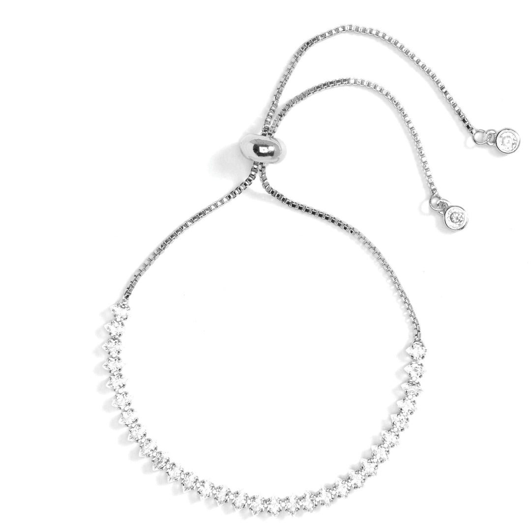 Adjustable Diamond Shape CZ Pulley Tennis Bracelet