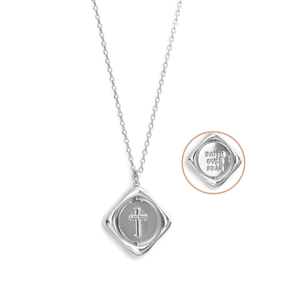 Faith Over Fear + Cross Flip Necklace