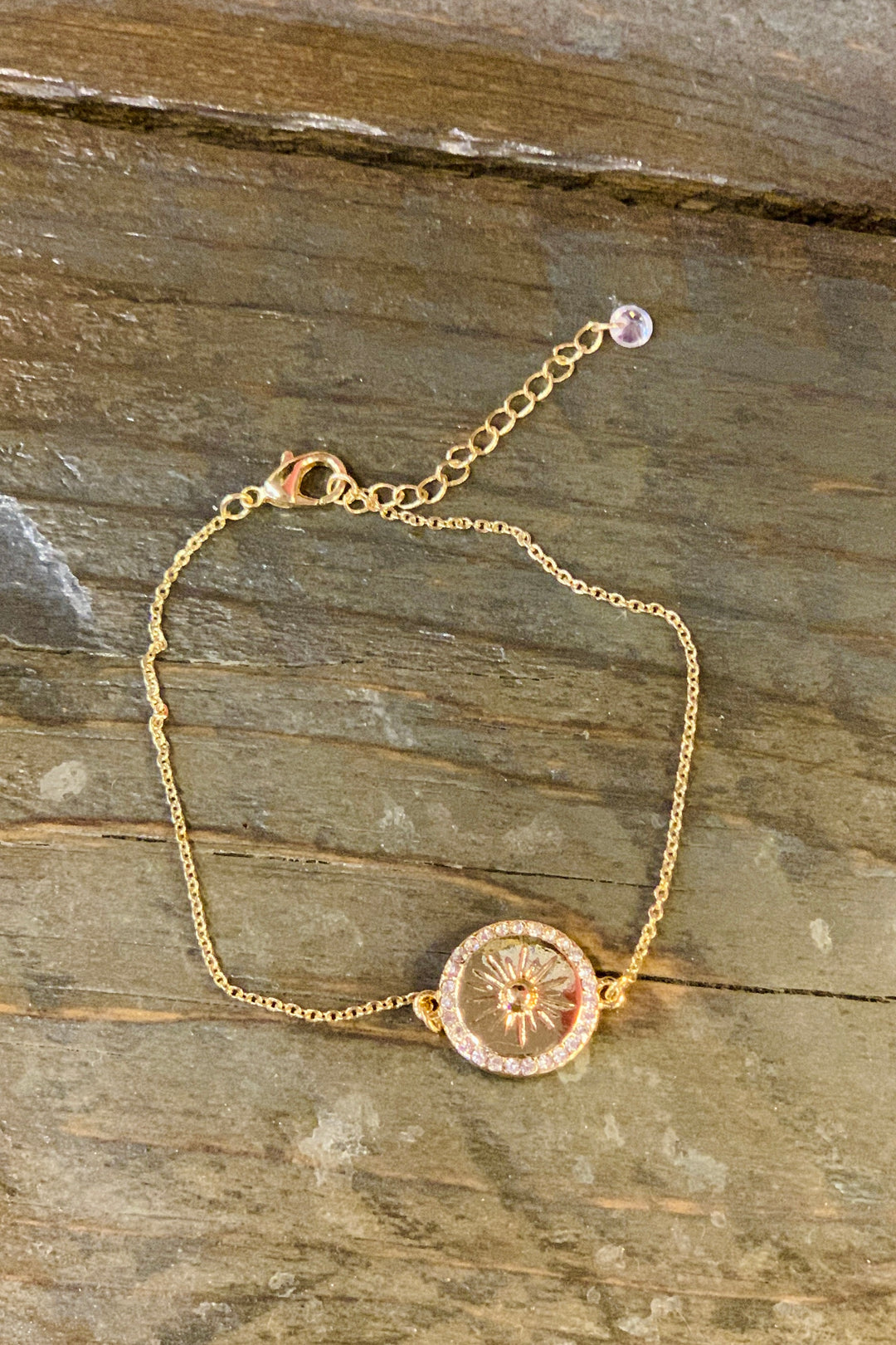 Delicate Bracelet with Sunburst Coin