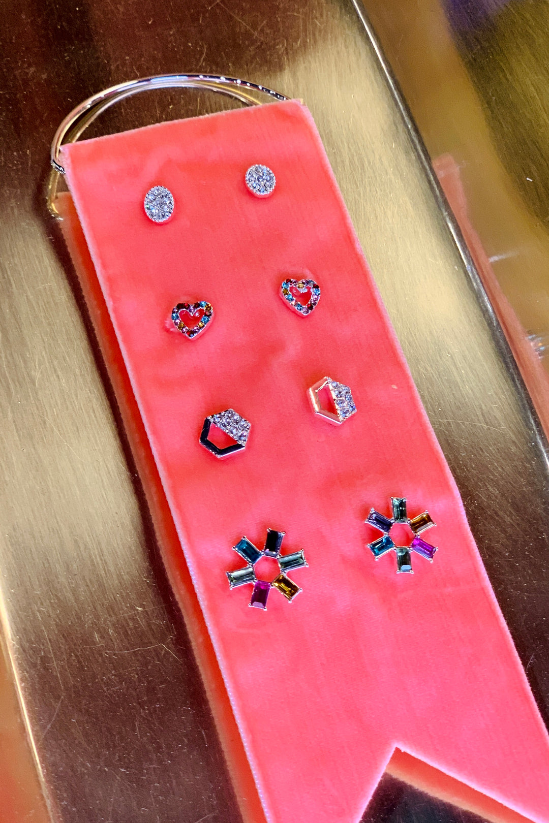 Stud Earrings on Rose Velvet Gift Set