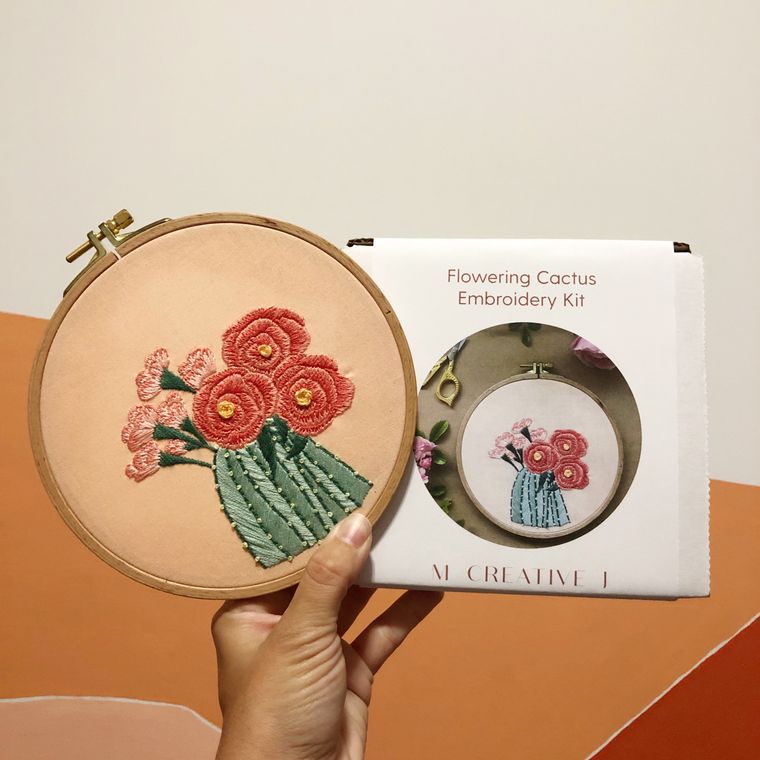 Flowering Cactus Embroidery Craft Kit