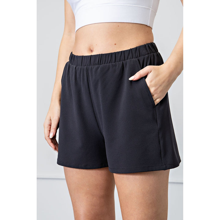 Cara Crinkle Woven Shorts - Black